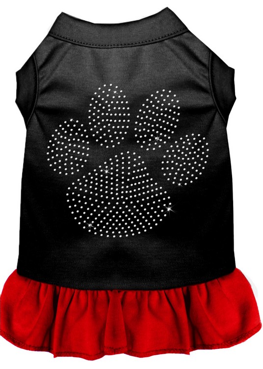 Rhinestone Clear Paw Dress Black with Red Sm